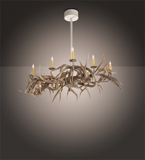 84" Long Antlers Elk 8 Light Oblong Chandelier