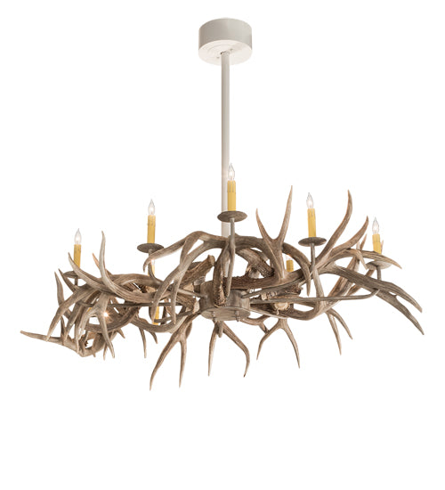 84" Long Antlers Elk 8 Light Oblong Chandelier