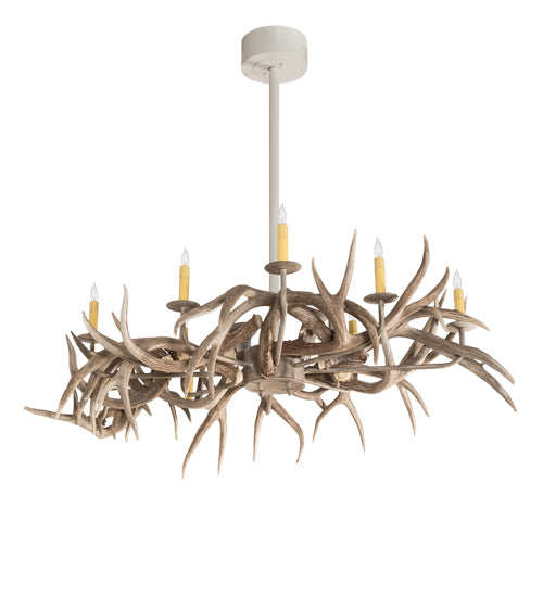 84" Long Antlers Elk 8 Light Oblong Chandelier