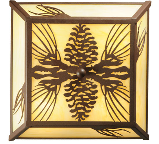 15" Square Pinecone Semi-Flushmount