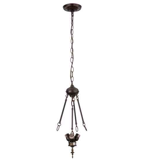 12"W Mahogany Bronze 3 Lt Inverted Pendant Hardware