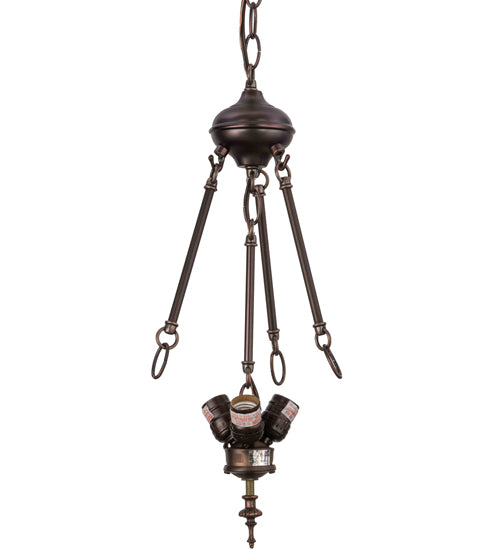 12"W Mahogany Bronze 3 Lt Inverted Pendant Hardware