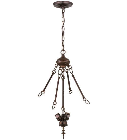 5" Wide Mahogany Bronze 3 Light Inverted Pendant Hardware