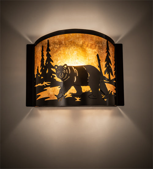 12" Wide Lone Bear Left Wall Sconce