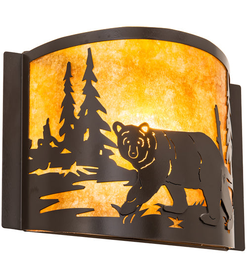 12" Wide Lone Bear Left Wall Sconce