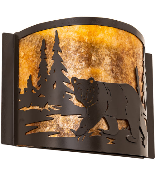 12" Wide Lone Bear Left Wall Sconce