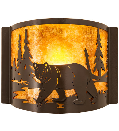 12" Wide Lone Bear Left Wall Sconce