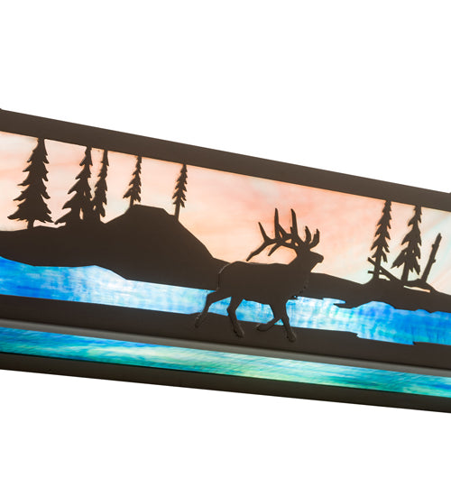 48" Wide Elk & Black Bear Vanity Light