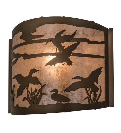 12" Wide Ducks In Flight Wall Sconce