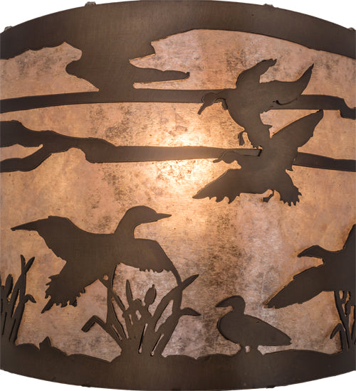 12" Wide Ducks In Flight Wall Sconce