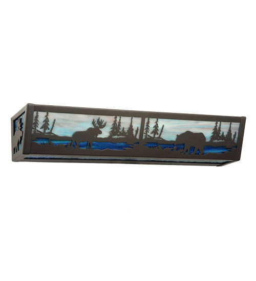 24" Wide Moose & Black Bear Vanity Light