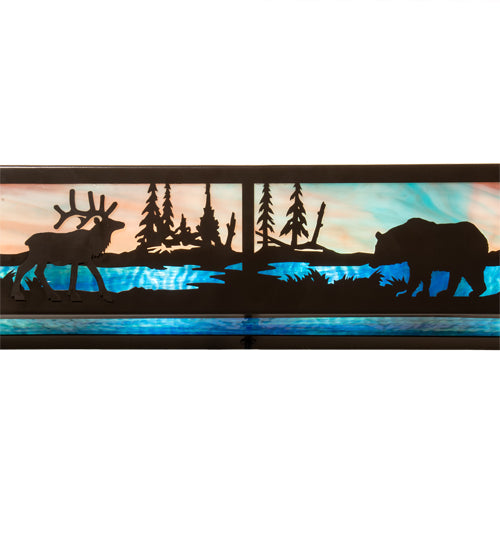 24" Wide Elk & Black Bear Vanity Light