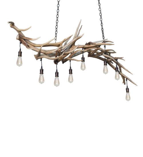 69" Long Antlers Elk 8 Light Oblong Chandelier