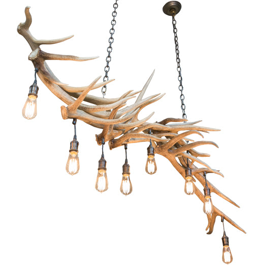 69" Long Antlers Elk 8 Light Oblong Chandelier