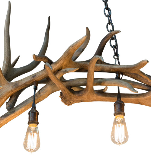 69" Long Antlers Elk 8 Light Oblong Chandelier