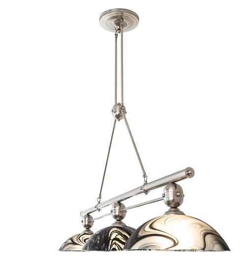 70" Long Deco Ball 3 Light Noir Swirl Island Pendant