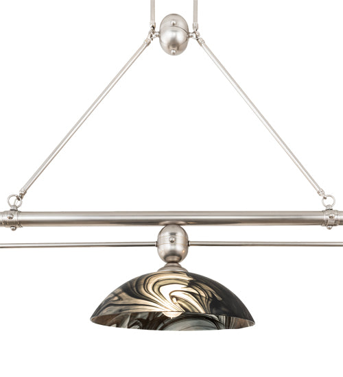 70" Long Deco Ball 3 Light Noir Swirl Island Pendant