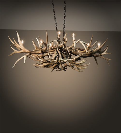 71" Long Antlers Deer 10 Light Oblong Chandelier