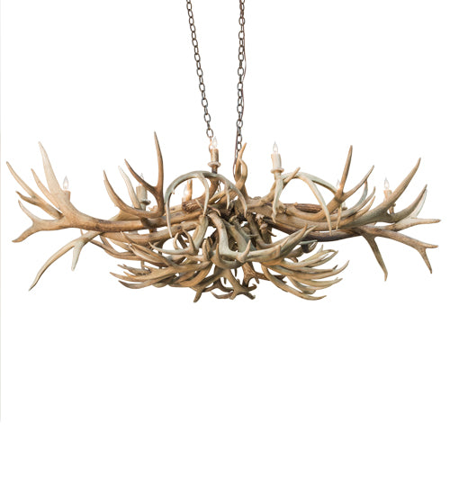 71" Long Antlers Deer 10 Light Oblong Chandelier