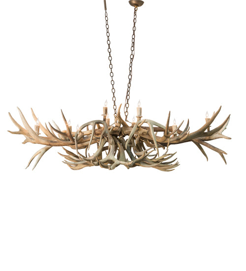 71" Long Antlers Deer 10 Light Oblong Chandelier