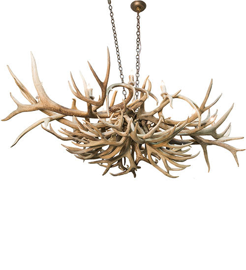 71" Long Antlers Deer 10 Light Oblong Chandelier