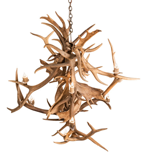 55" Wide Antlers Elk & Fallow Deer 10 Light Chandelier