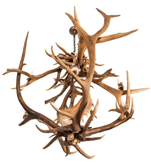 55" Wide Antlers Elk & Fallow Deer 10 Light Chandelier