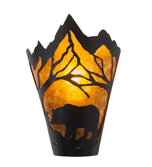 8" Wide Bear At Dawn Left Wall Sconce