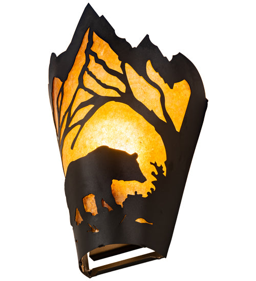 8" Wide Bear At Dawn Right Wall Sconce