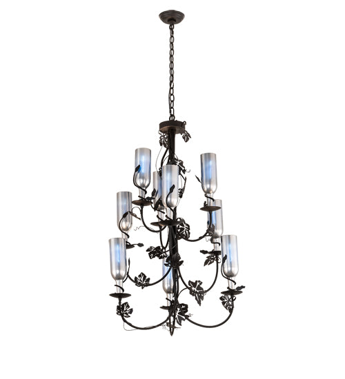 34" Wide Tuscan Vineyard 9 Light Wine Bottle Chandelier