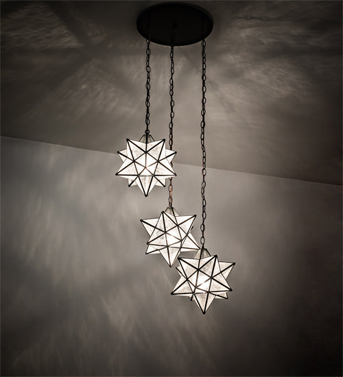 24" Wide Moravian Star 3 Light Cascading Pendant