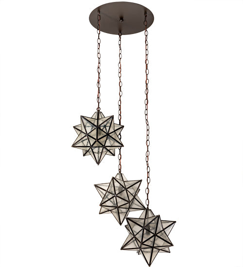 24" Wide Moravian Star 3 Light Cascading Pendant