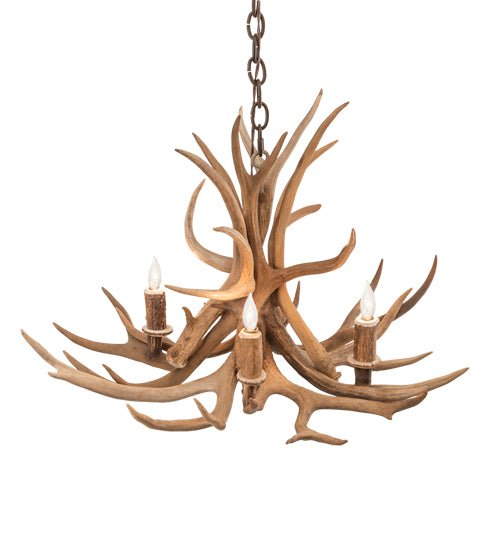 29" Wide Antlers Mule Deer 4 Light Chandelier