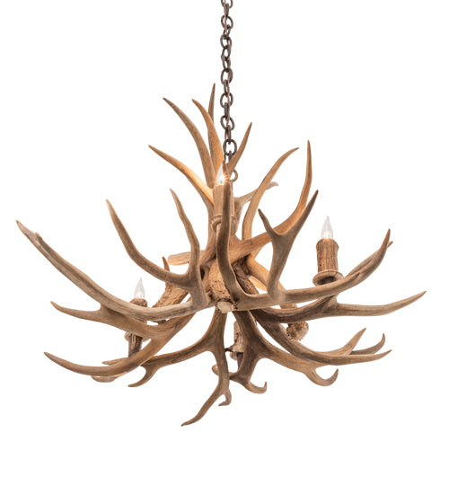 29" Wide Antlers Mule Deer 4 Light Chandelier