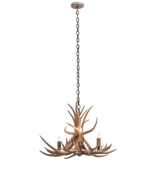 29" Wide Antlers Mule Deer 4 Light Chandelier