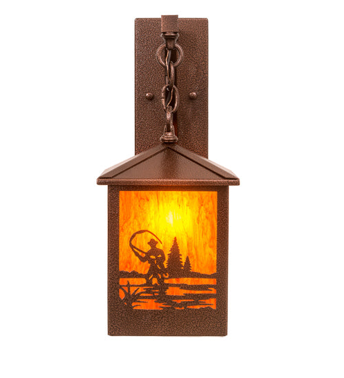 8" Wide Fly Fisherman Hanging Wall Sconce