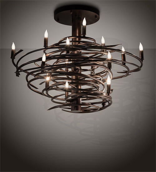 36" Long Cyclone 15 Light Chandelier