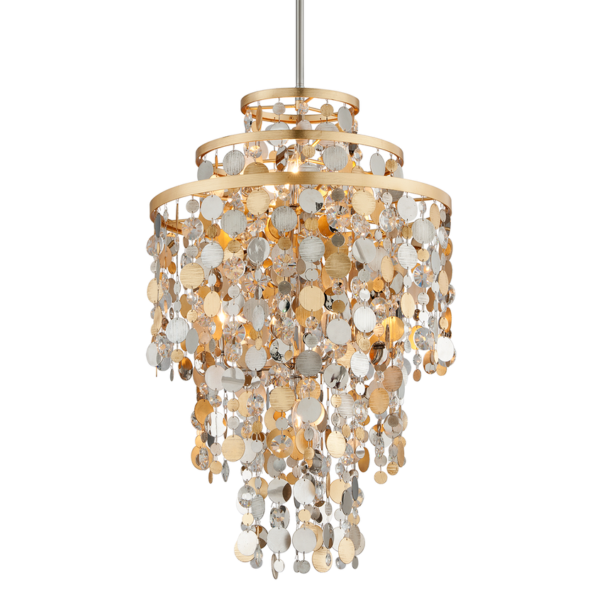 Ambrosia Pendant 37" - Gold Silver Leaf & Stainless