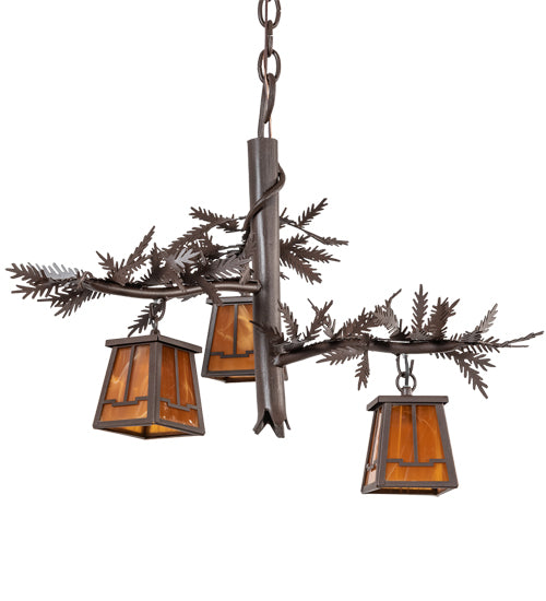 24" Wide Pine Branch Valley View 3 Light Chandelier