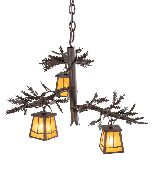 24" Wide Pine Branch Valley View 3 Light Chandelier