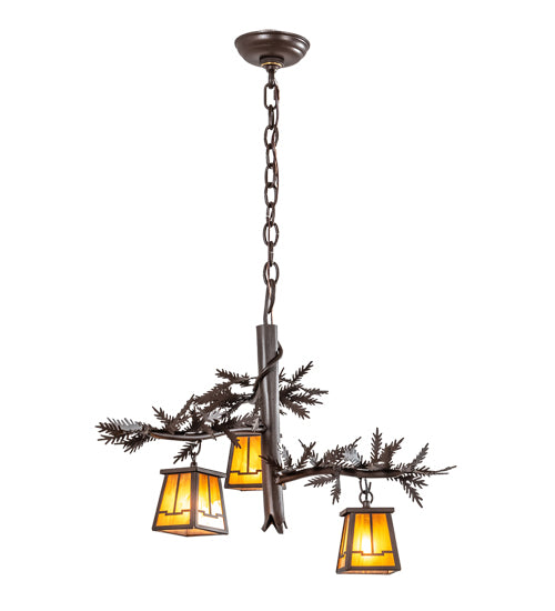 24" Wide Pine Branch Valley View 3 Light Chandelier