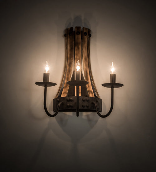 14" Wide Barrel Stave Wall Sconce