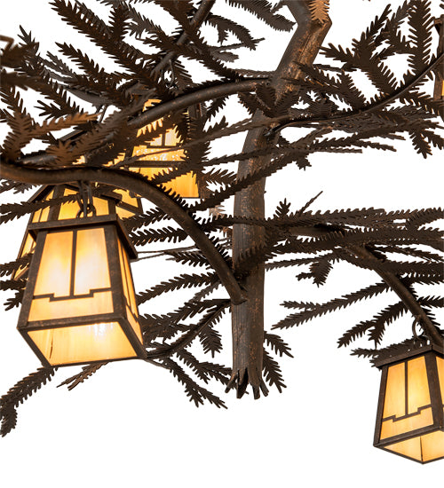 50" Long Pine Branch Valley View 12 Light Chandelier