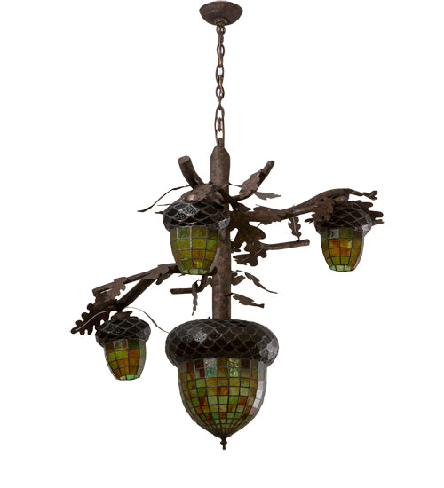 48" Wide Acorn Branch 4 Light Cascading Chandelier