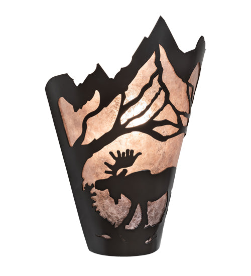 8" Wide Moose At Dawn Left Wall Sconce