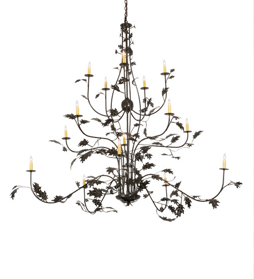 72" Wide Oak Leaf 15 Light Chandelier