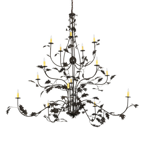 72" Wide Oak Leaf 15 Light Chandelier