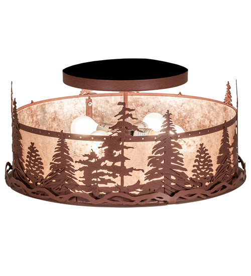 22" Wide Tall Pines Flushmount