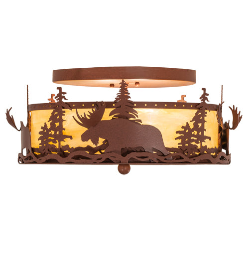 18" Wide Moose At Dusk Flushmount