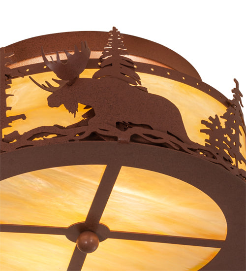 18" Wide Moose At Dusk Flushmount